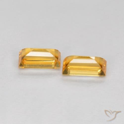 0.52ct Deep Golden Orange Sapphire, Baguette, 4.6x2.5 mm