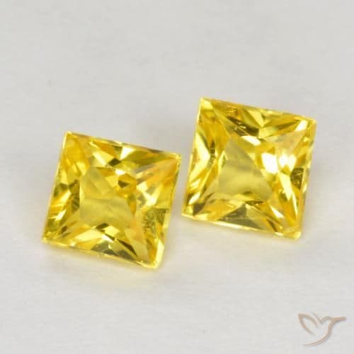 0.54ct Natural Yellow Sapphire, Square, 3.3x3.2 mm