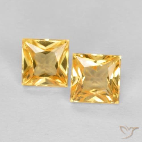 0.49ct Light Orange-Gold Sapphire, Square, 3.4x3.4 mm