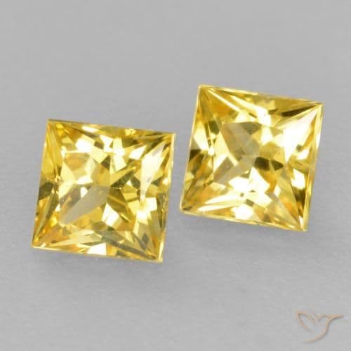 0.49ct Natural Medium Yellow Sapphire, Square, 3.2x3.2 mm