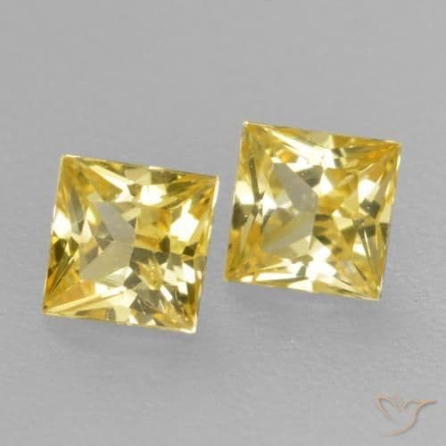 0.41ct Natural Medium Yellow Sapphire, Square, 3.1x3.1 mm