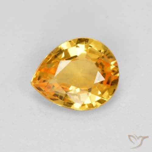 0.65ct Natural Orange-Gold Sapphire, Pear Shape, 6.1x4.9 mm