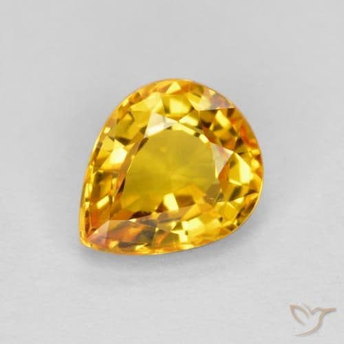 0.65ct Natural Orange-Gold Sapphire, Pear Shape, 6.1x4.9 mm
