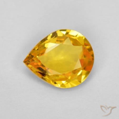 0.55ct Natural Golden Orange Sapphire, Pear Shape, 6x5 mm