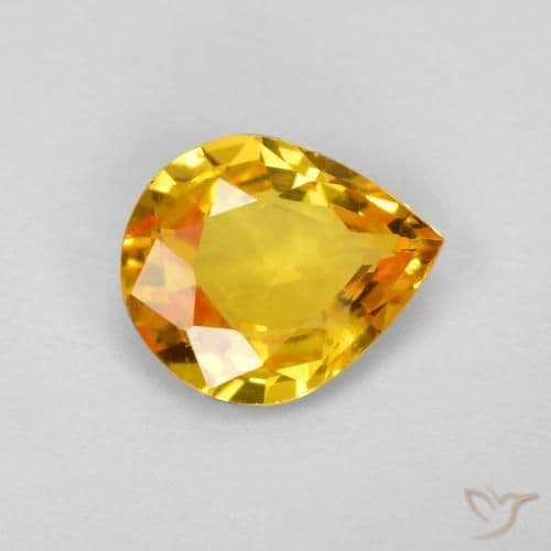 0.55ct Natural Golden Orange Sapphire, Pear Shape, 6x5 mm