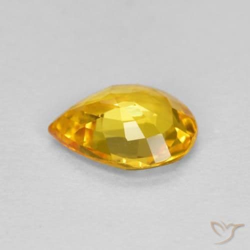 0.55ct Natural Golden Orange Sapphire, Pear Shape, 6x5 mm
