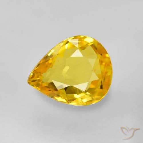 0.64ct Natural Medium Golden Sapphire, Pear Shape, 6.1x5 mm