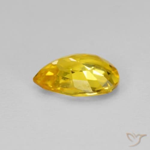 0.64ct Natural Medium Golden Sapphire, Pear Shape, 6.1x5 mm