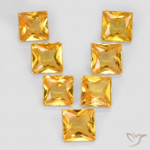 2.10ct Natural Golden Orange Sapphire, Square, 3.5x3.5 mm