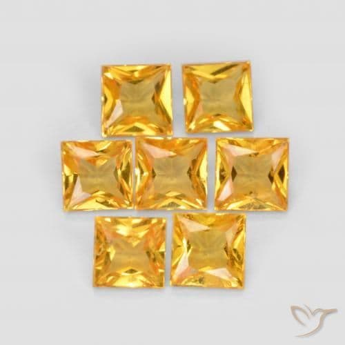 2.10ct Natural Golden Orange Sapphire, Square, 3.5x3.5 mm
