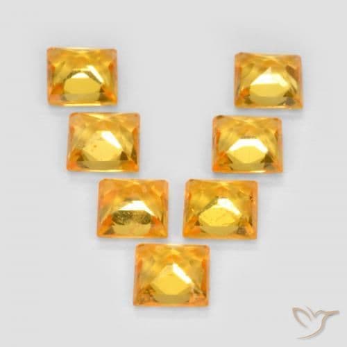 2.10ct Natural Golden Orange Sapphire, Square, 3.5x3.5 mm