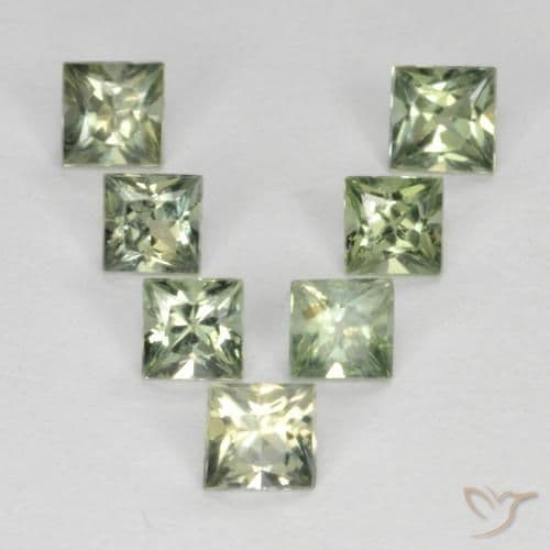 1.19ct Natural Light Sage Green Sapphire, Square, 2.9x2.8 mm