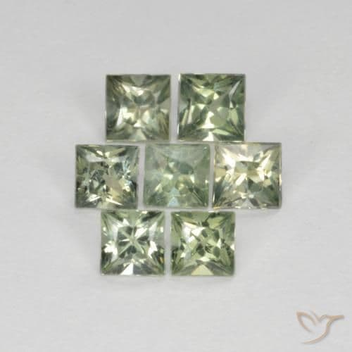 1.19ct Natural Light Sage Green Sapphire, Square, 2.9x2.8 mm