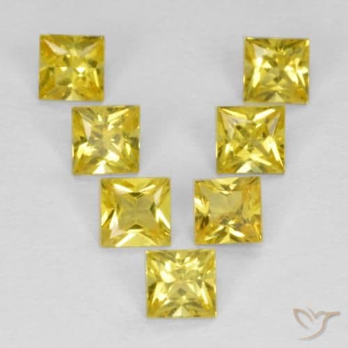 0.91ct Natural Yellow Sapphire, Square, 2.7x2.7 mm