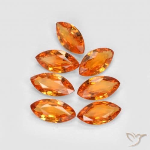 1.15ct Natural Amber Orange Sapphire, Marquise, 4.9x2.5 mm
