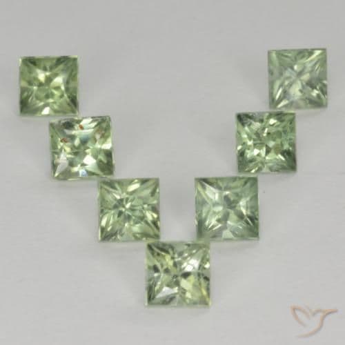 1.55ct Natural Light Green Sapphire, Square, 3x3 mm