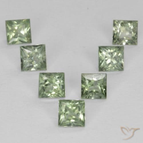 1.02ct Natural Light Sage Green Sapphire, Square, 2.7x2.6 mm