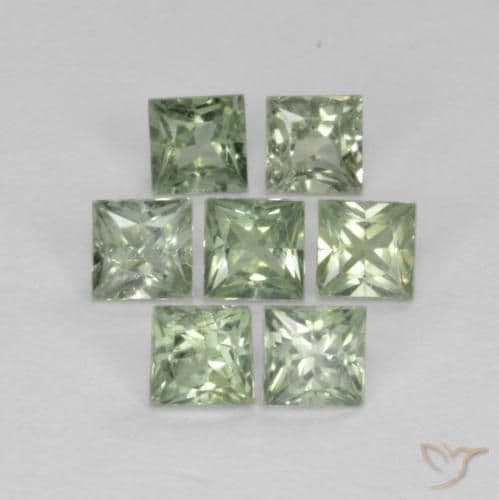 1.02ct Natural Light Sage Green Sapphire, Square, 2.7x2.6 mm