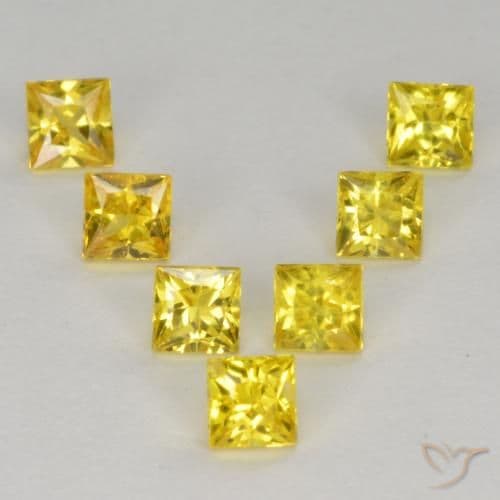 0.94ct Natural Yellow Sapphire, Square, 2.7x2.6 mm