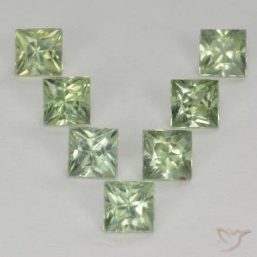 1.59ct Natural Light Sage Green Sapphire, Square, 3.1x3 mm