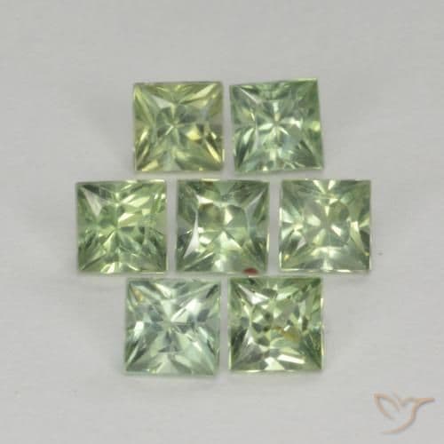 1.59ct Natural Light Sage Green Sapphire, Square, 3.1x3 mm