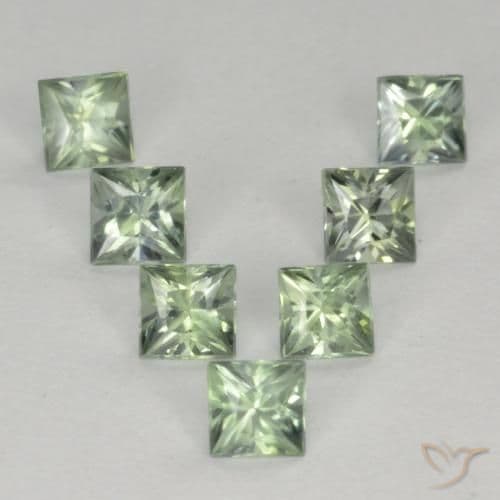 1.15ct Natural Light Green Sapphire, Square, 2.9x2.9 mm