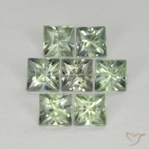 1.15ct Natural Light Green Sapphire, Square, 2.9x2.9 mm