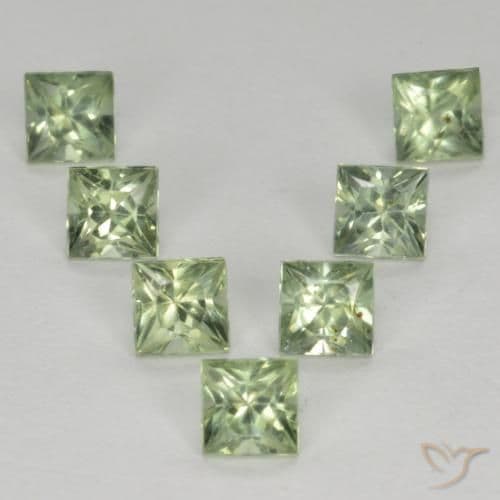 1.55ct Natural Light Green Sapphire, Square, 3x3 mm