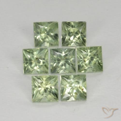 1.55ct Natural Light Green Sapphire, Square, 3x3 mm