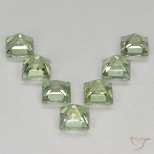 1.55ct Natural Light Green Sapphire, Square, 3x3 mm
