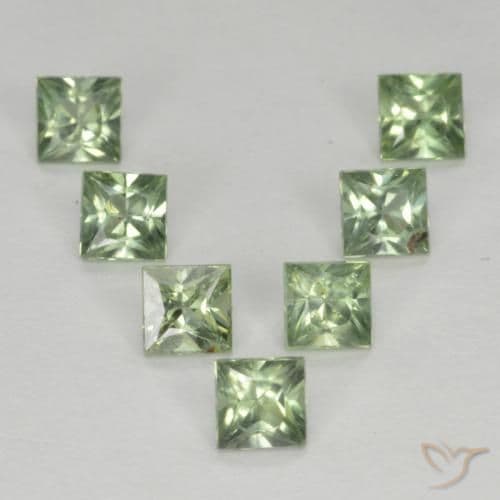 1.40ct Natural Light Green Sapphire, Square, 3x3 mm