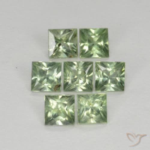 1.40ct Natural Light Green Sapphire, Square, 3x3 mm