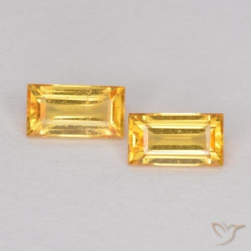 0.52ct Deep Golden Orange Sapphire, Baguette, 4.6x2.5 mm