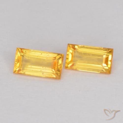 0.50ct Natural Bright Gold Sapphire, Baguette, 4.5x2.5 mm