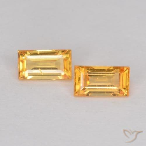 0.51ct Natural Medium Orange Sapphire, Baguette, 4.5x2.5 mm