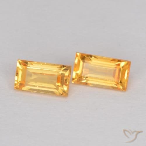 0.51ct Natural Medium Orange Sapphire, Baguette, 4.5x2.5 mm