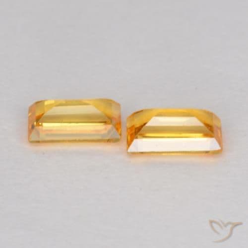 0.51ct Natural Medium Orange Sapphire, Baguette, 4.5x2.5 mm