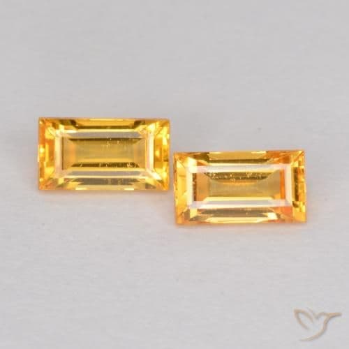 0.48ct Deep Golden Orange Sapphire, Baguette, 4.4x2.5 mm
