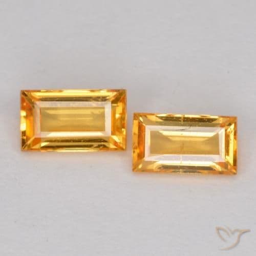 0.48ct Deep Golden Orange Sapphire, Baguette, 4.5x2.5 mm