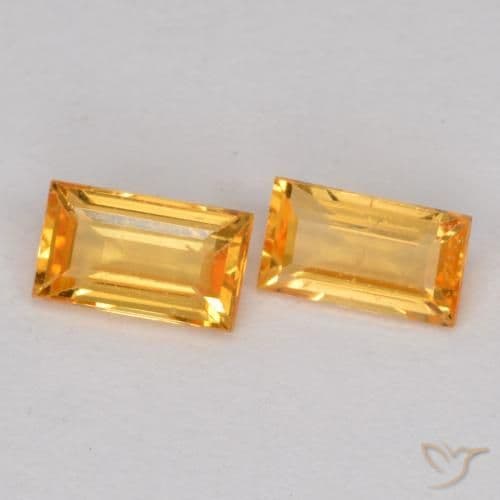0.48ct Deep Golden Orange Sapphire, Baguette, 4.5x2.5 mm