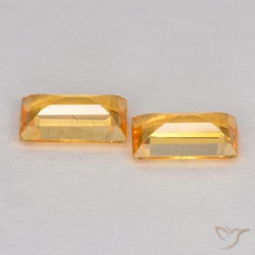 0.48ct Deep Golden Orange Sapphire, Baguette, 4.5x2.5 mm