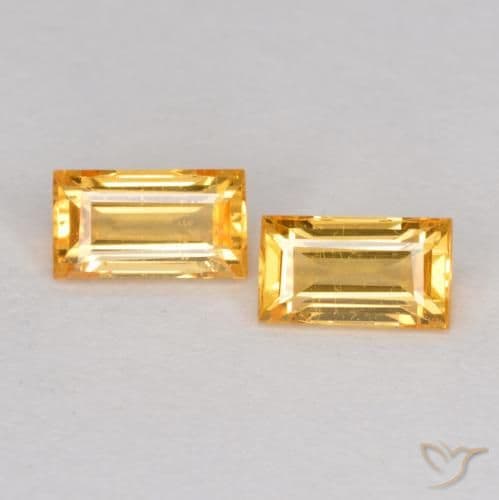 0.60ct Natural Golden Orange Sapphire, Baguette, 4.8x2.6 mm