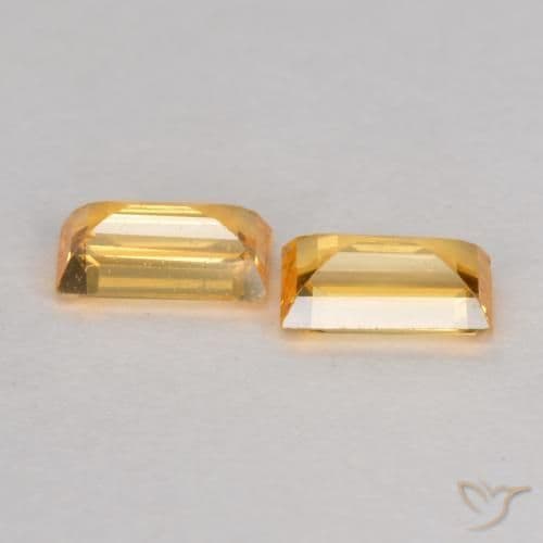 0.54ct Natural Orange-Gold Sapphire, Baguette, 4.6x2.6 mm