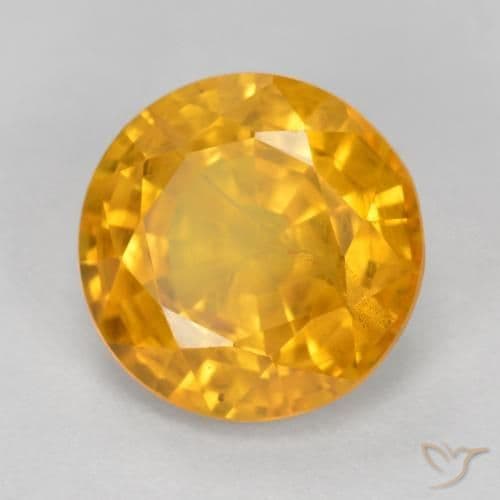 3.15ct Natural Orange-Gold Sapphire, Round Cut, 8.79 mm