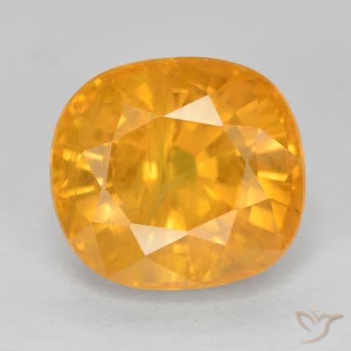 5.00ct Medium-Light Orange Sapphire, Cushion Cut, 9.8x8.9 mm
