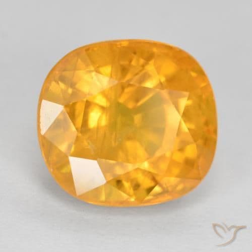 5.00ct Medium-Light Orange Sapphire, Cushion Cut, 9.8x8.9 mm