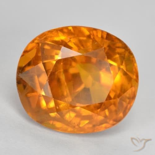 6.87ct Natural Amber Orange Sapphire, Oval Cut, 11.7x10.2 mm