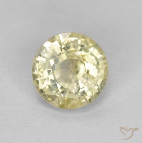 0.47ct Natural Pale Yellow Sapphire, Round Cut, 4.47 mm