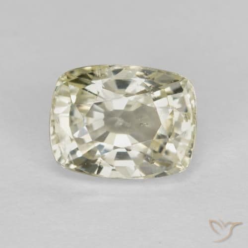0.85ct Greenish Yellow Sapphire, Cushion Cut, 5.6x4.6 mm
