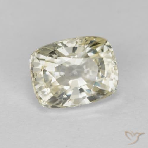 1.43ct Natural Pale Yellow Sapphire, Cushion Cut, 6.7x5.3 mm